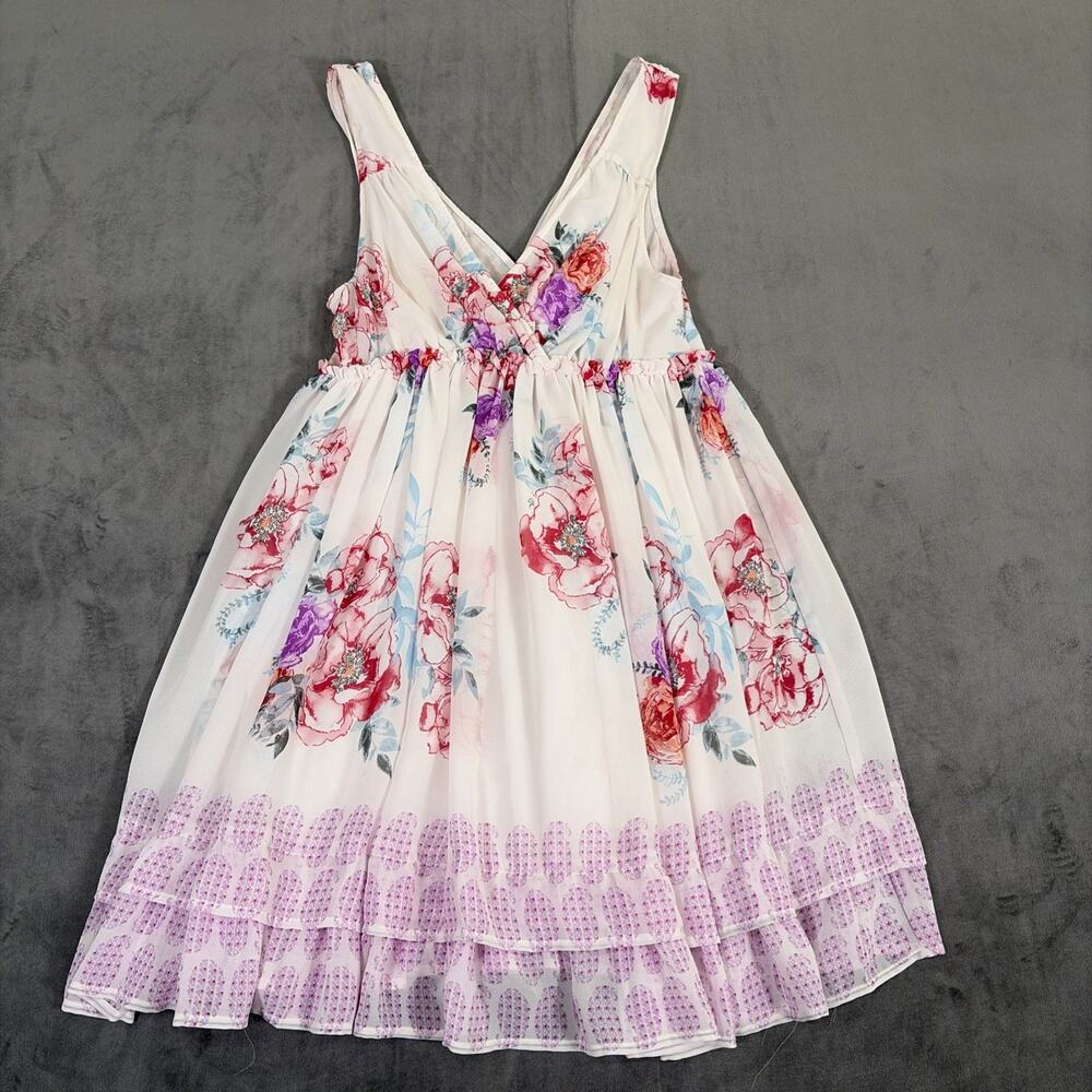 Free People Mini Dress Free Swinging Floral Sheer Boho Light Pink Small Charity - Picture 2 of 9